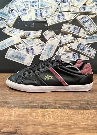 Кеди чоловічі lacoste чорні з бордовими вставками, розмір 44.5, довжина устілки 28.5 см