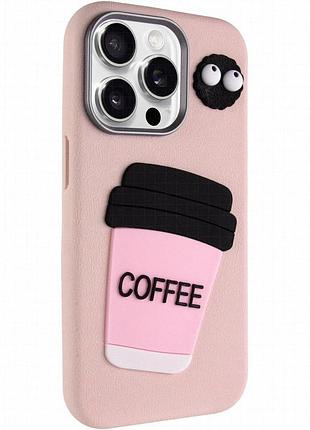 Чехол tpu leather toys для apple iphone 12 pro max / 13 pro max (6.7") coffee / pink