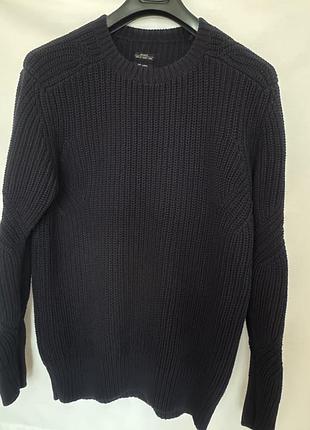Allsaints светр чоловічий темно-синій в'язаний crew neck розмір l