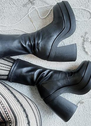 Черевики жіночі bershka bratz platform boots чорні шкіряні