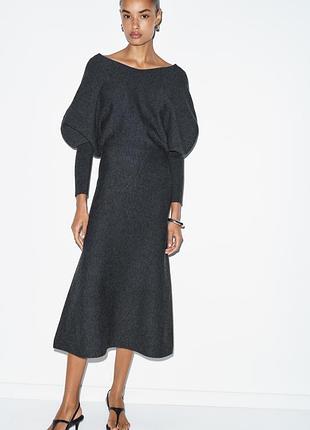 Трикотажное платье с рукавами буфами zara