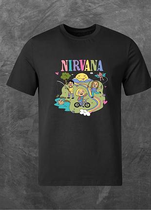 Футболка унісекс з принтом nirvana нірвана група базова чорна xs
