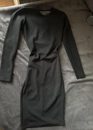 Сукня міді жіноча zara чорна з розрізом на спині