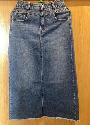 Довга спідниця жіноча джинсова синя