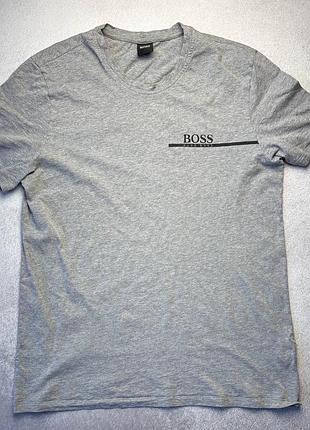 Size l / л] hugo boss чоловіча футболка сіра лого