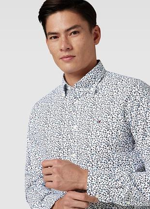 Оригинальная мужская рубашка tommy hilfiger slim fit (с мелким принтом), размер m