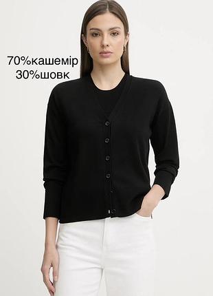 Класичний тонкий чорний кардиган з кашеміру і шовку від італійського бренду roberto collina