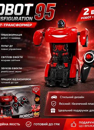 Детская радиоуправляемая машинка трансформер в стиле молния маквин со светом и звуком