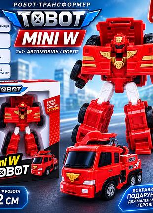 Іграшка трансформер tobot mini w робот-автомобіль 2 в 1, рухомі елементи, міцний пластик, розмір 12 см, від 3 років