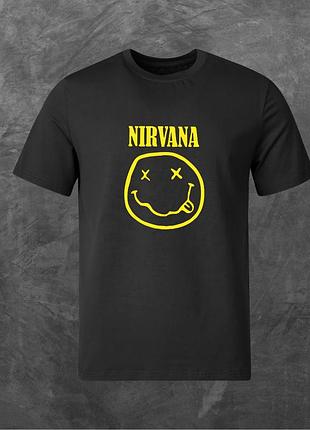 Футболка унісекс з принтом нірвана nirvana базова чорна m