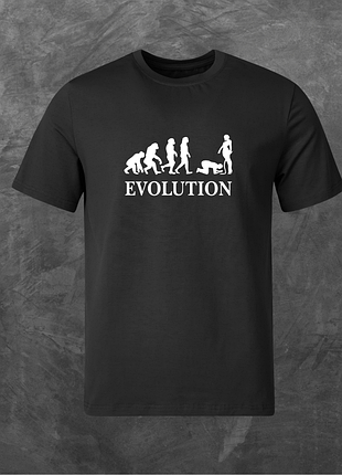 Футболка унісекс з принтом evolution базова чорна l