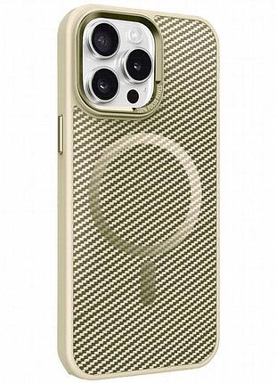 Чехол tpu+pc carbon mirage with magnetic fit для apple iphone 15 pro (6.1") antique white