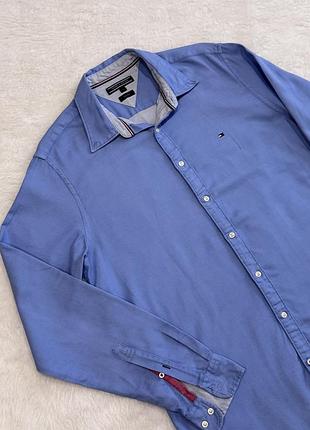 Сорочка чоловіча tommy hilfiger slim fit блакитна, розмір l, тканина піке