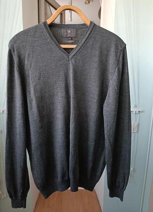 Темно-сірий вовняно-шовковий джемпер m&s collection. р.xl