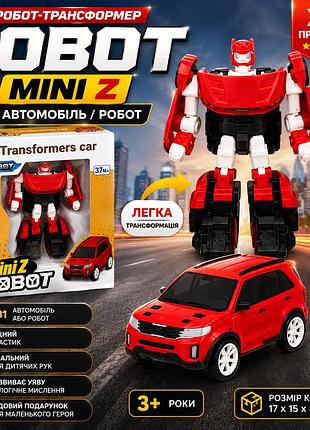 Детский трансформер tobot mini z красный робот-машинка 2 в 1, трансформация авто-робот, размер 11 см, от 3 лет