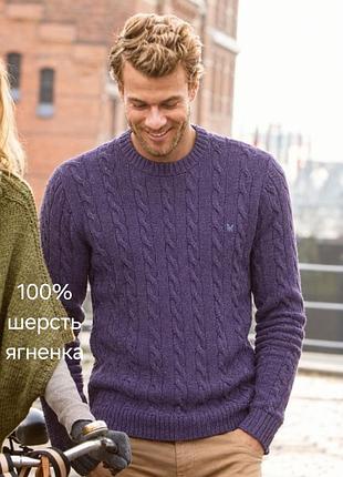 Фіолетовий светр у коси crew clothing co. (100% вовна ягняти/lambswool)