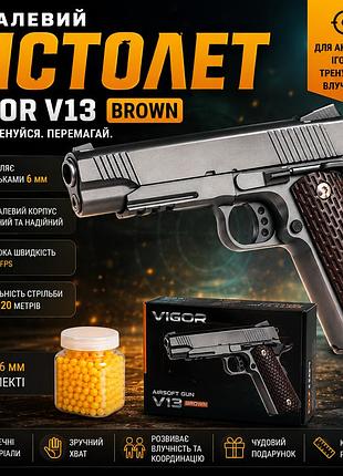 Іграшковий пістолет vigor v13 silver gray colt 1911 на пластикових кульках 6 мм сріблясто-сірий