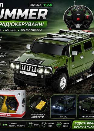 Машина джип на радиоуправлении hummer 27020a 1:24, 21 см, со светом, резиновыми колесами и аккумулятором