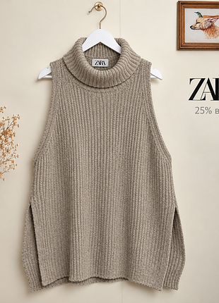 Шерстяна в'язана тепла жилетка оверсайз від zara.