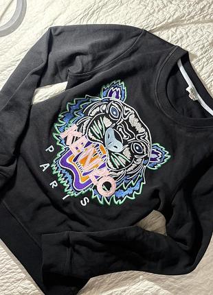 Світшот жіночий kenzo з тигровим принтом, чорний