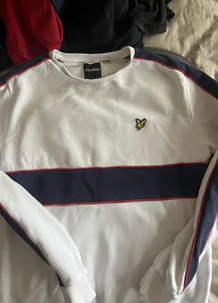 Оригинальный свитшот lyle scott кофта белая с лампасами кэжуал орел l