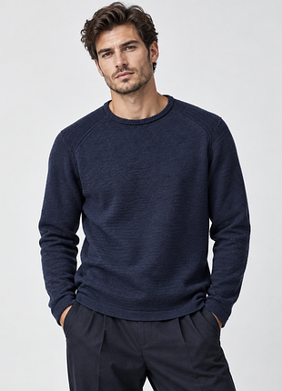 Мужской фактурный свитер massimo dutti, хлопок с кашемиром