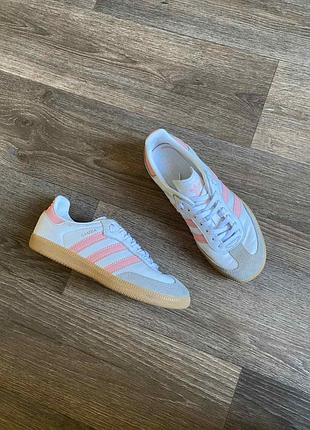 Кросівки дитячі adidas samba білі з рожевим 33 розмір 21 см устілка