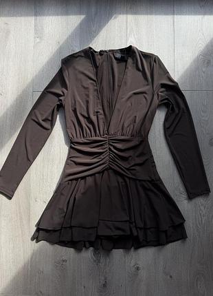 Жіноча коротка сукня zara коричнева