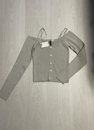 Жіночий светр h&m з відкритими плечима, розмір l, сірий