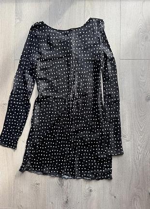 Коротка сукня жіноча zara в горох чорна