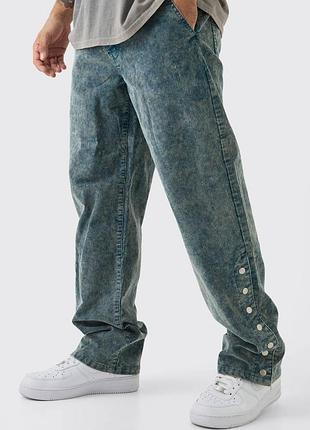 Джинси чоловічі boohooman navy з кнопками 32r / 48