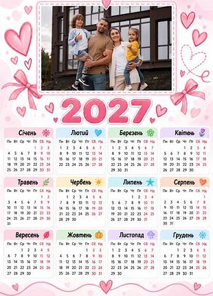 Магнитный календарь 2027 с фото ребенка/рожды а4
