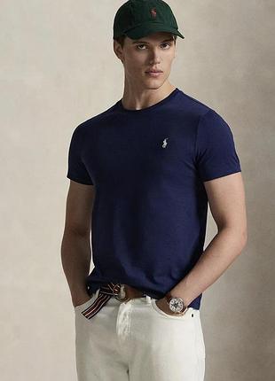 Темно-синя бавовняна футболкаc від бренду polo ralph lauren