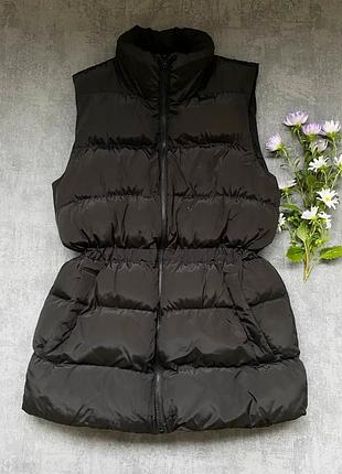 Жилетка чорна, подовжена, з куліскою, класика, розміри m, l, xl