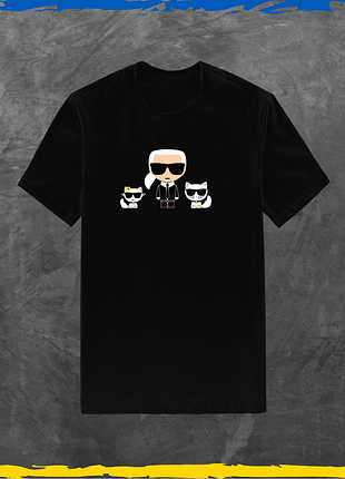 Футболка унисекс брендовая karl lagerfeld футболка из хлопка с принтом базовая черный, s