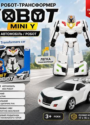 Игрушка трансформер tobot mini y белый робот-автомобиль 2 в 1, подвижные детали, прочный пластик, размер 11 см, от 3 лет
