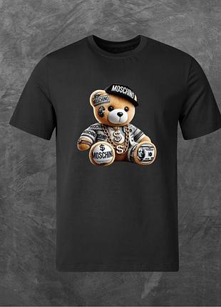 Футболка унисекс с принтом moschino (2) базовая черная xl