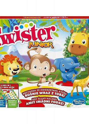 Hasbro гра twister junior ігрове поле з тваринками 2в1 двосторонній килимок safari f7478
