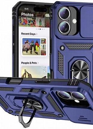 Чехол ummi camshield serge ring для apple iphone 16 (6.1") синий / navy