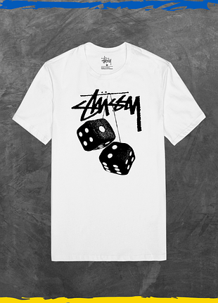 Футболка унісекс stussy базова біла стусcі лого принт біла, m