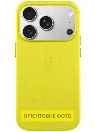 Чехол кожаный leather case (aa) with magnetic fit and animation для apple iphone 17 air (6.5") canary yellow