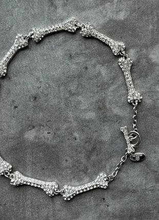 Колье vivienne westwood кости bone choker с кристаллами