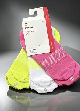 Шкарпетки жіночі lululemon power stride, набір 3 пари, різнокольорові