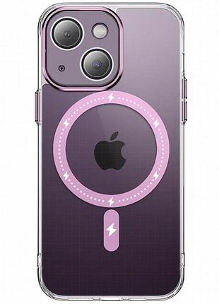 Чехол tpu+pc colorful with magnetic fit для apple iphone 14 (6.1") pink