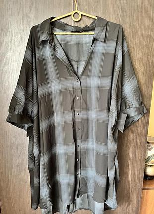 Жіноча блуза jd williams у клітинку, темно-синя, розмір 3xl/4xl