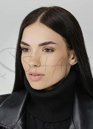 Снуд подвійний вовняний з додаванням кашеміру в рубчик leks вулкан чорний