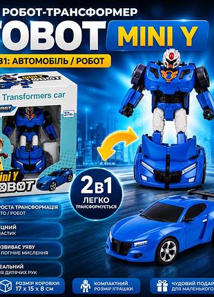 Робот-трансформер tobot mini y синій для дітей, машинка 2 в 1, трансформація автомобіль-робот, 11 см, від 3 років