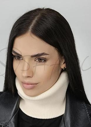 Снуд подвійний вовняний з додаванням кашеміру в рубчик leks вулкан перлина