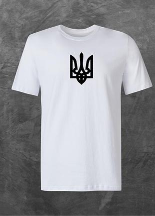 Футболка унісекс з принтом тризуб герб базова біла l
