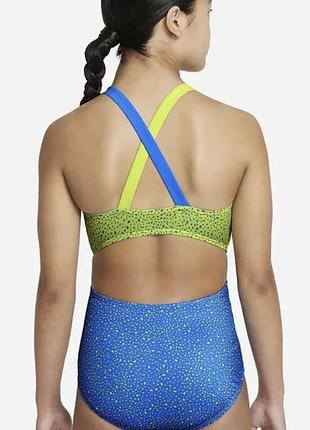 Дитячий суцільний купальник-монокини nike girls' water dots crossback (photo blue)